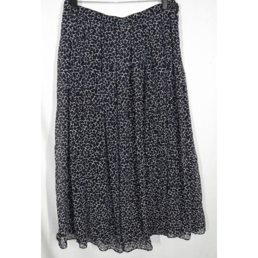 Who What Wear Women's Black Navy Tan Giraffe Print Flowy Midi Skirt Size 10